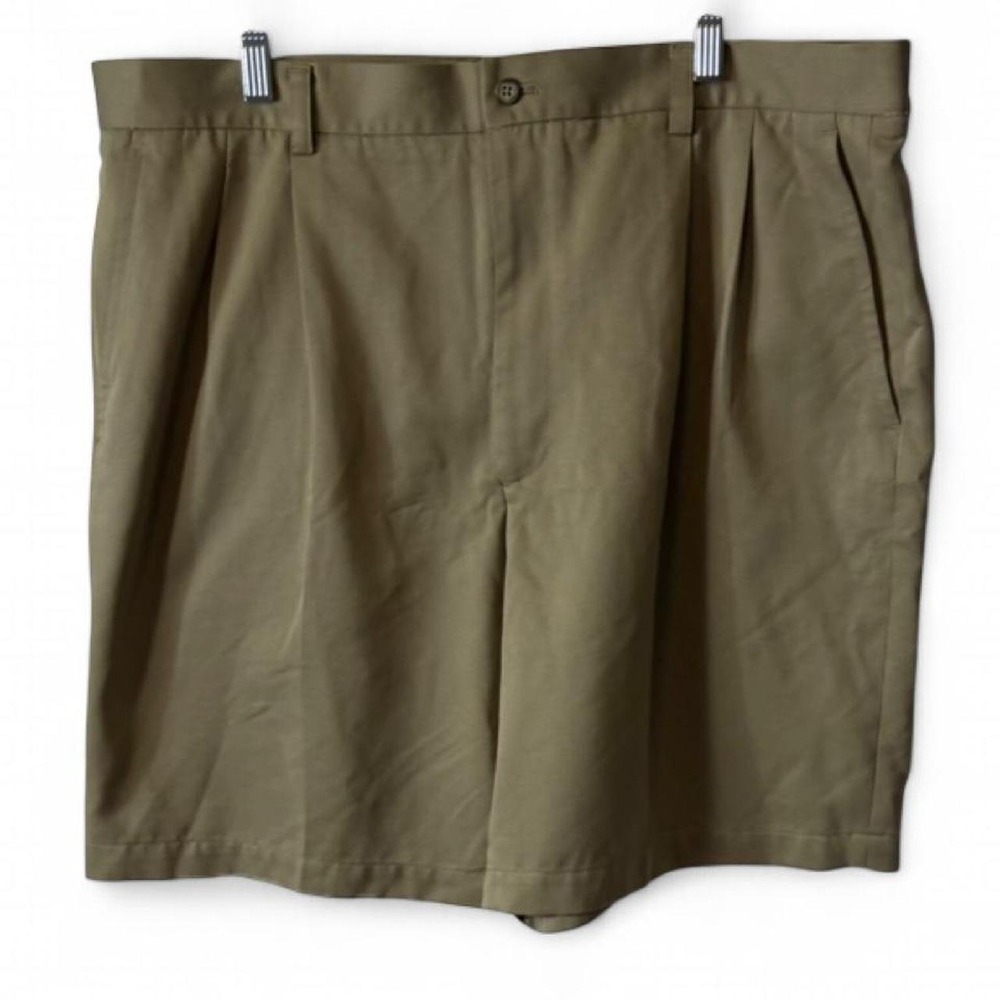 Vintage 90s Claiborne Khaki Olive Pleated‎ Chino Shorts, Men's Size 40